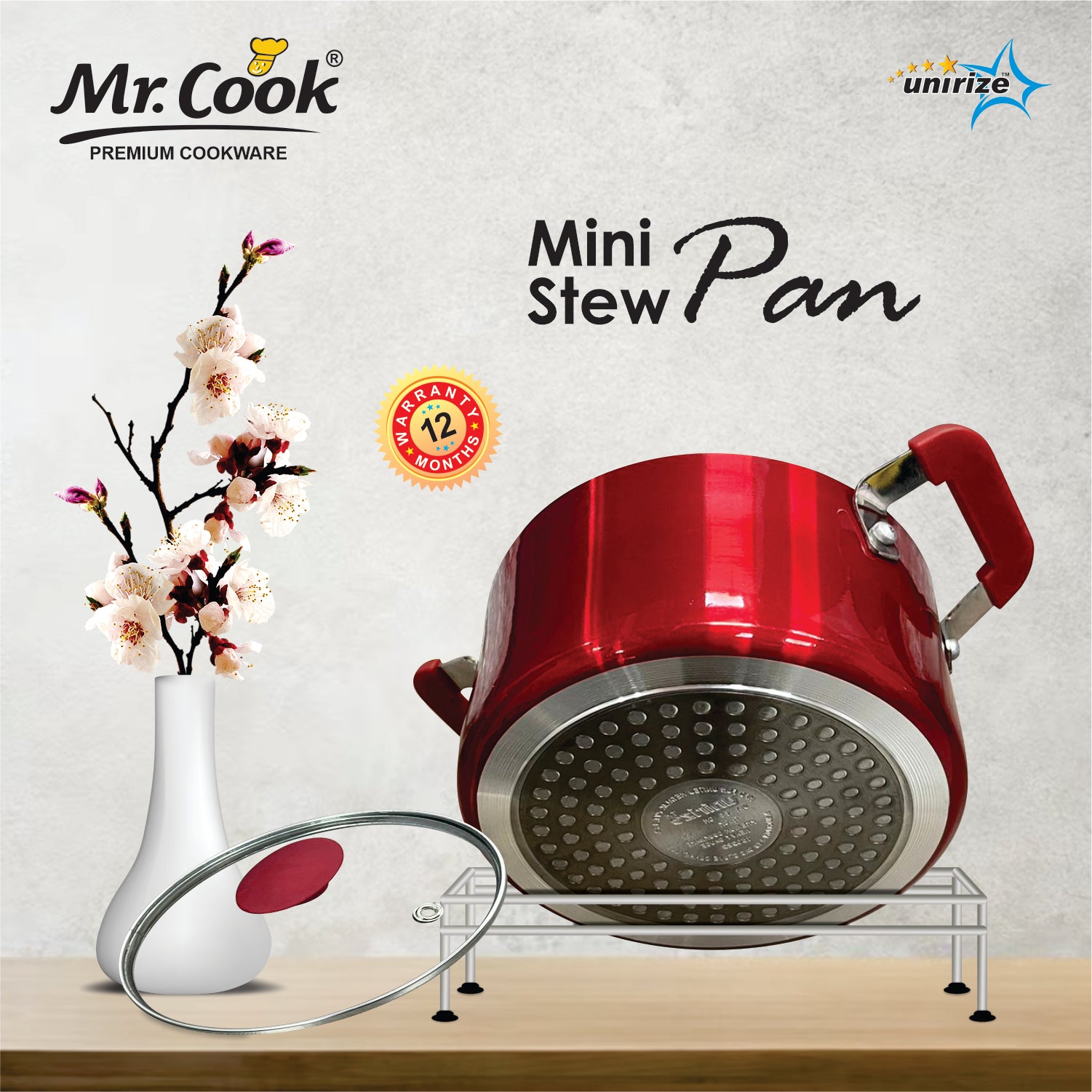 Mr.Cook Non-Stick Mini Stew Pan with Glass Lid