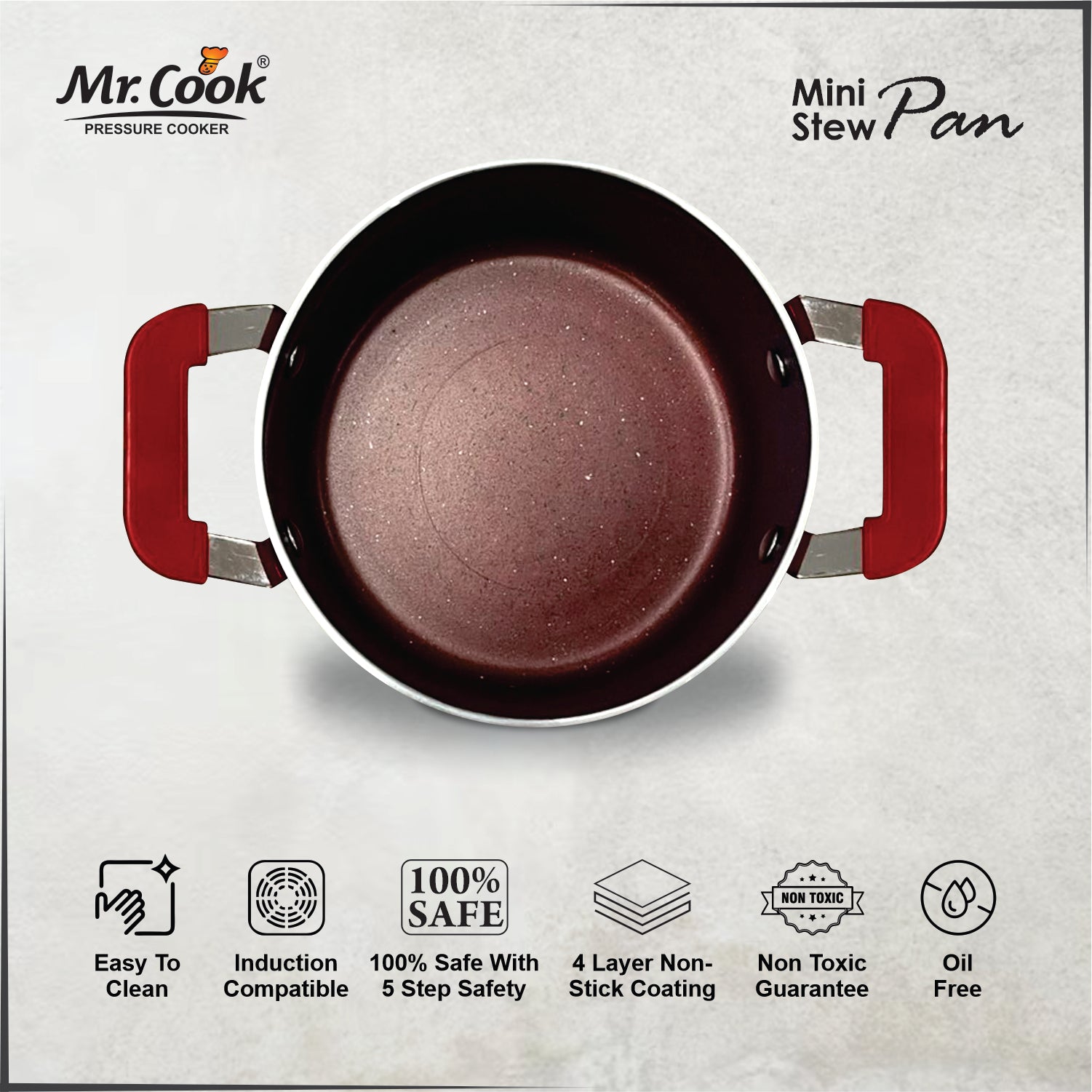 Mr.Cook Non-Stick Mini Stew Pan with Glass Lid
