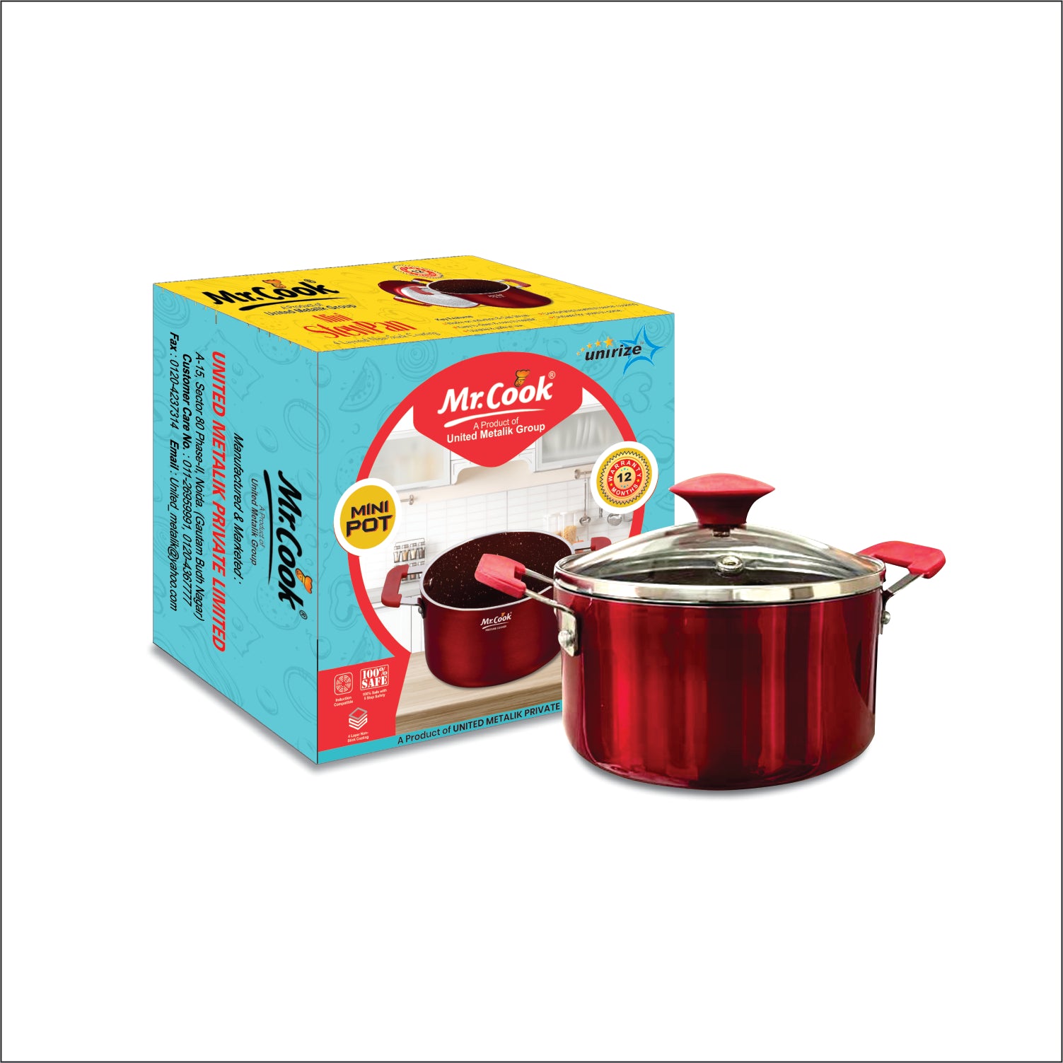 Mr.Cook Non-Stick Mini Stew Pan with Glass Lid