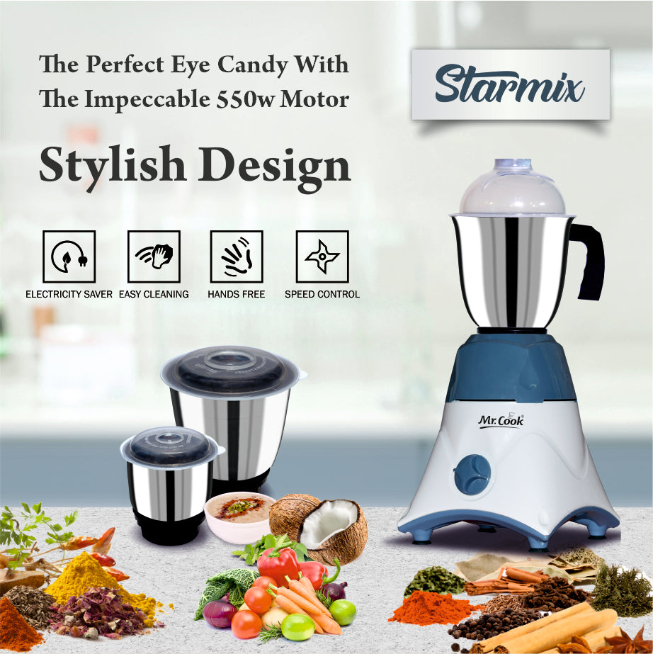Mr.Cook Starmix 550 Watt Mixer Grinder-5