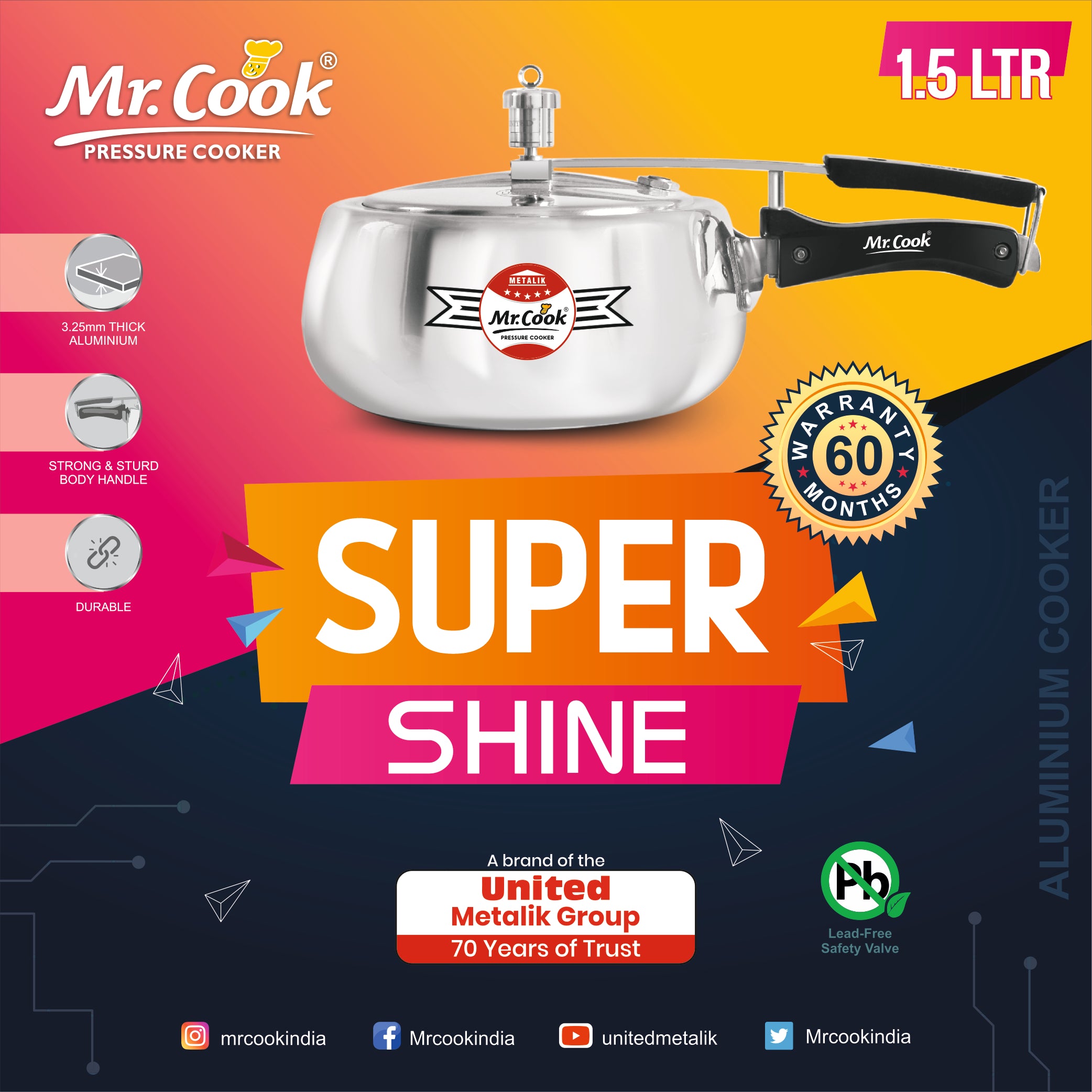 Buy Online Pressure Cooker  Mr.Cook Super Shine