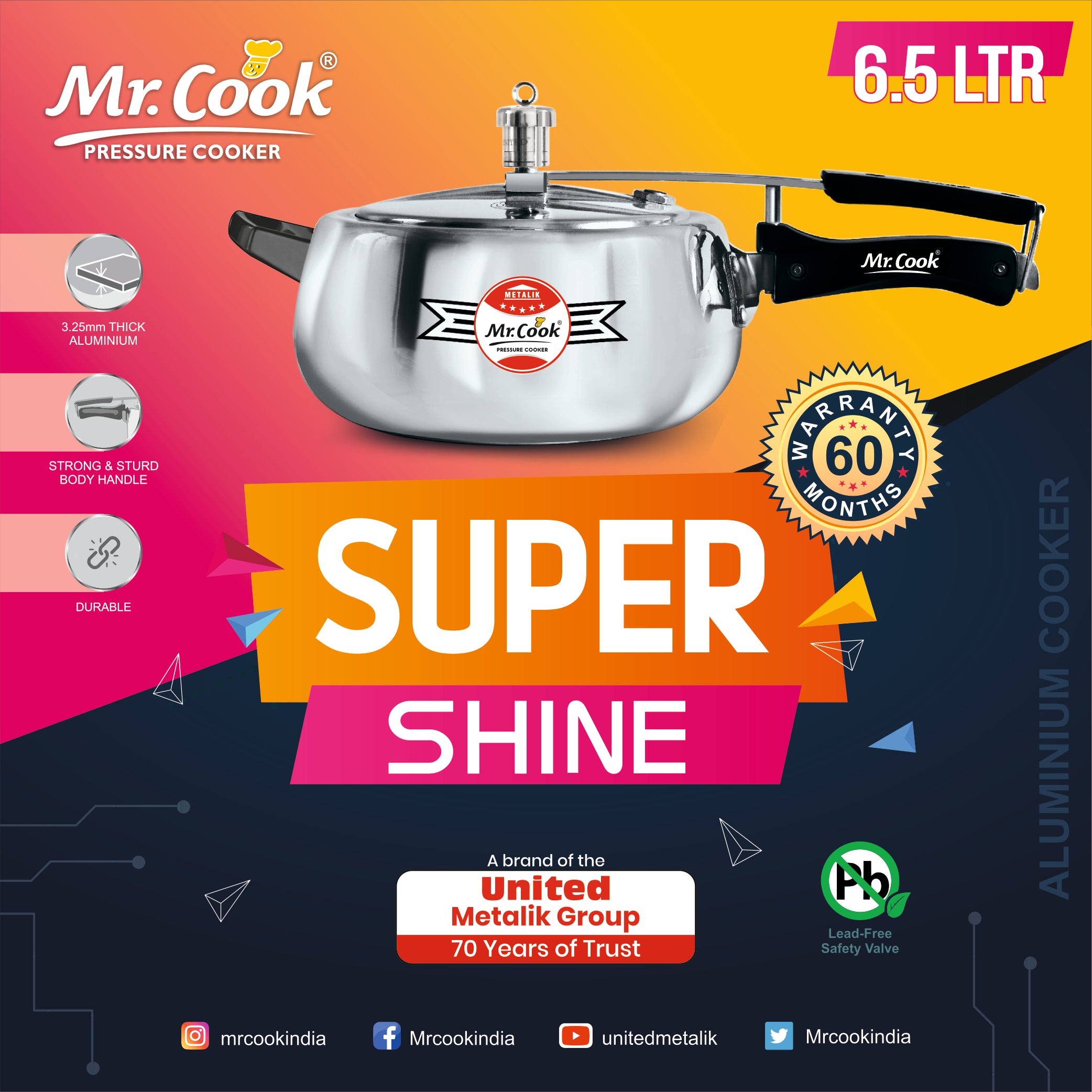 Buy Online Pressure Cooker  Mr.Cook Super Shine