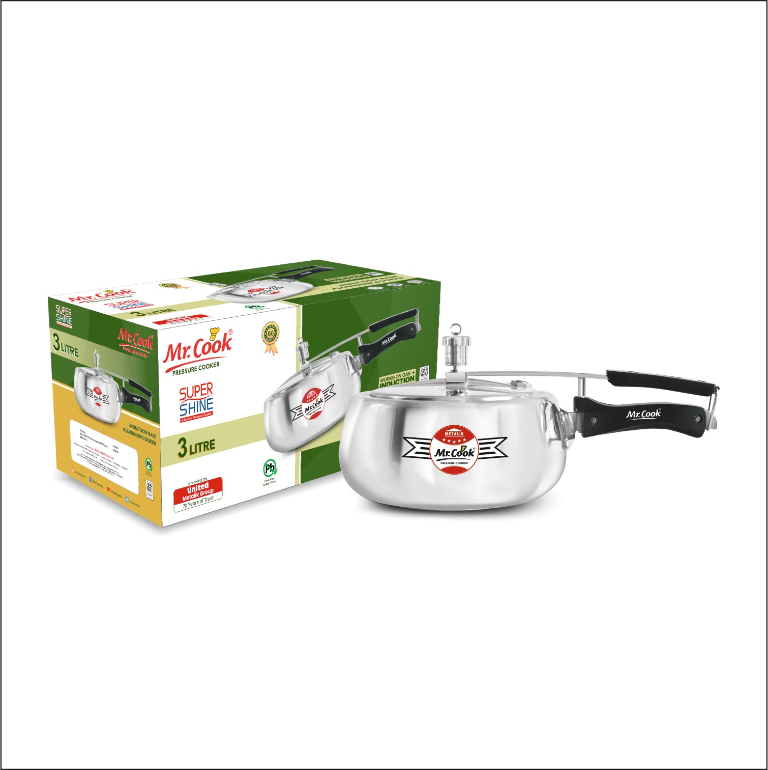Buy Online Induction base Pressure Cooker  Mr.Cook Super Shine