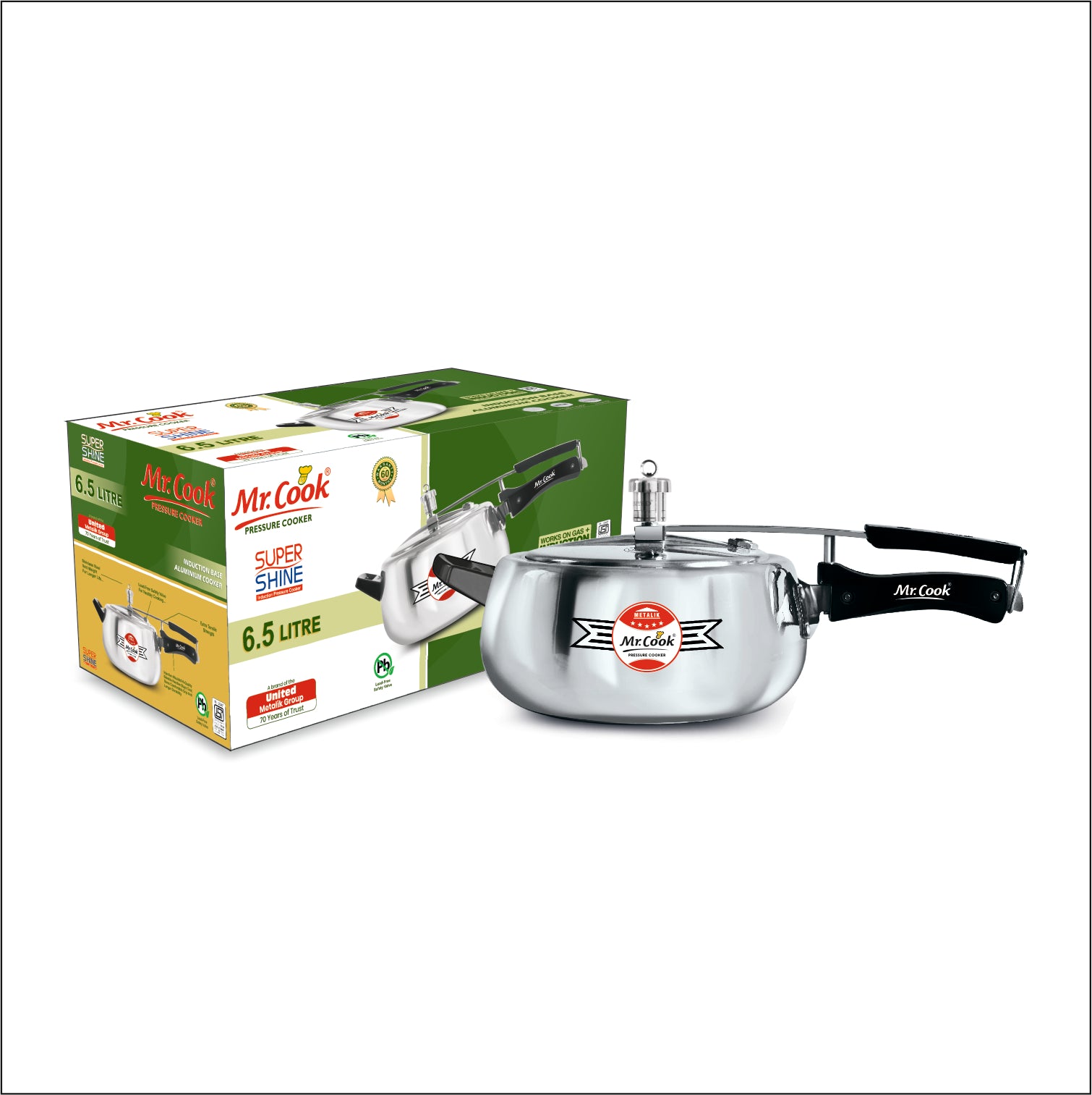 Buy Online Induction base Pressure Cooker  Mr.Cook Super Shine