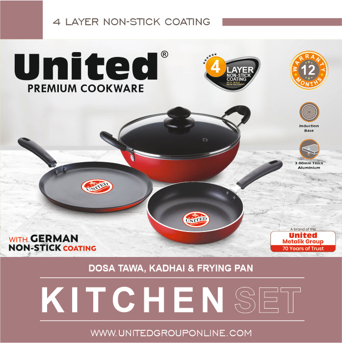 United Dosa Tawa, Kadhai and Frying Pan Set