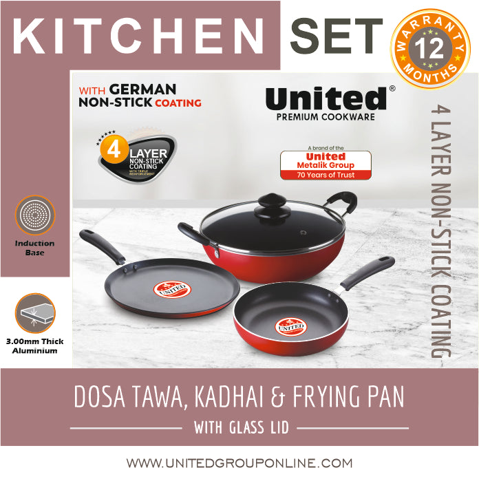 United Dosa Tawa, Kadhai and Frying Pan Set