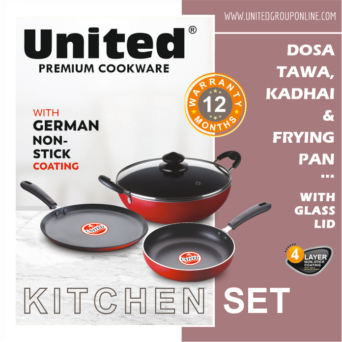 United Dosa Tawa, Kadhai and Frying Pan Set