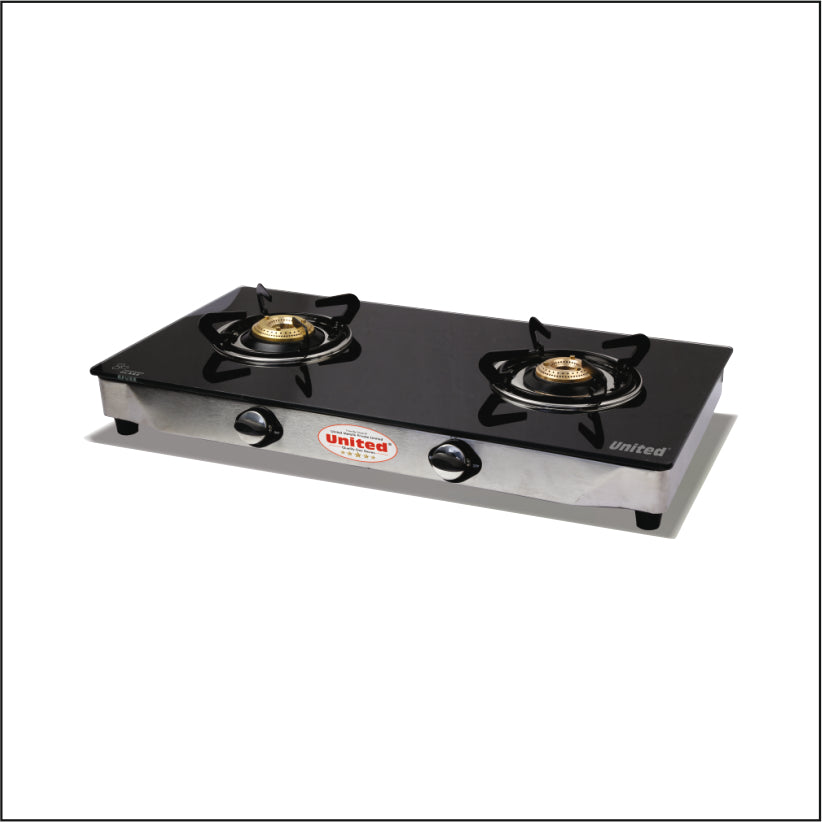 United Crown 2 Burner L.P. Gas Stove (Glass Top)