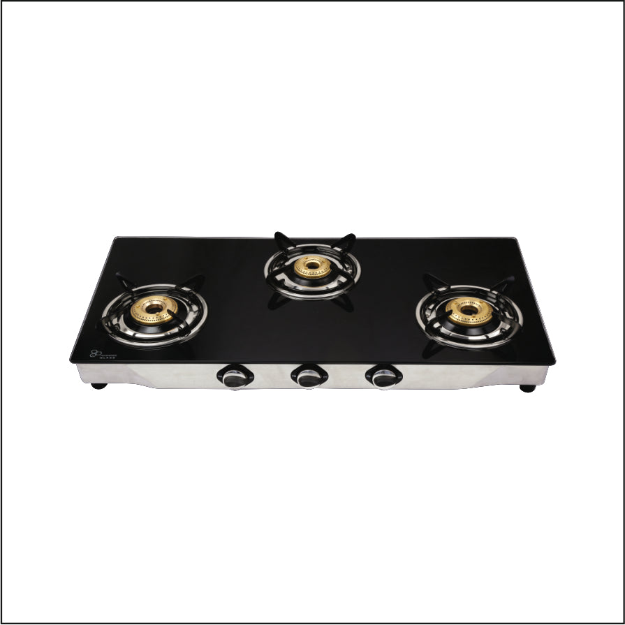 United Crown 3 Burner L.P. Gas Stove (Glass Top)