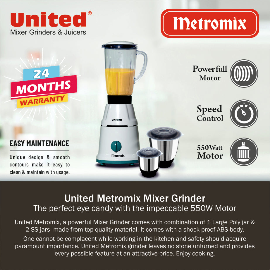 United Metromix 550 Watt Mixer Grinder