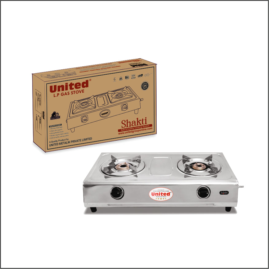 United Shakti 2 Burner L.P. Gas Stove (Stainless Steel)