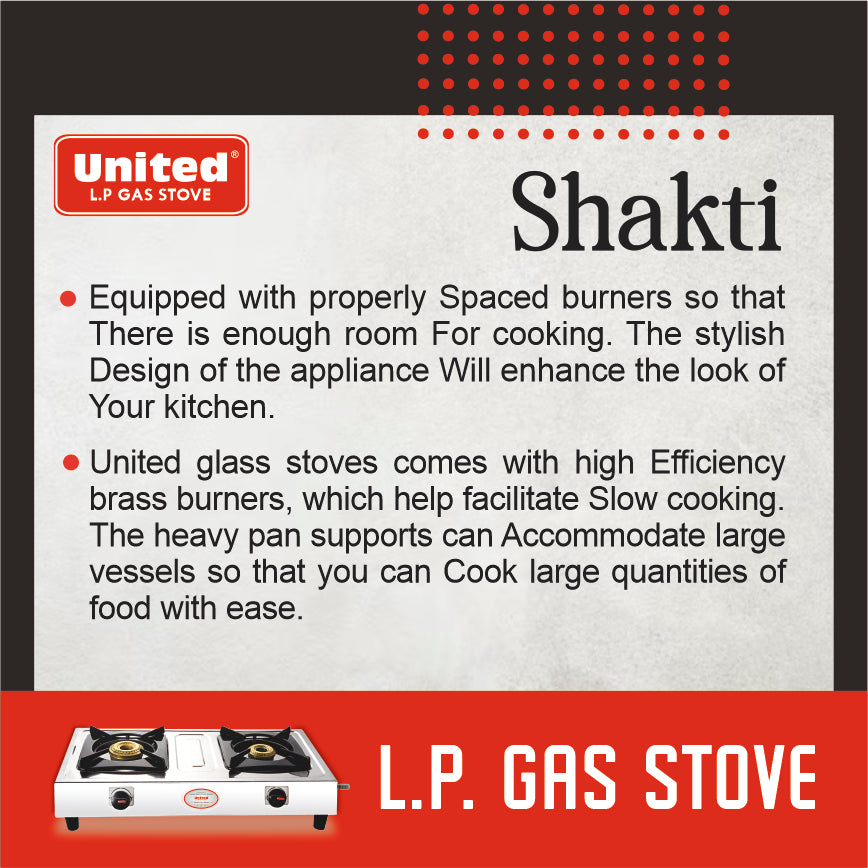 United Shakti 2 Burner L.P. Gas Stove (Stainless Steel)